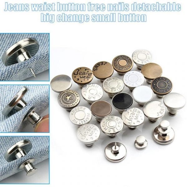 2pcs Adjustable Detachable Jeans Buttons Nail Free Metal Buttons For Clothing Diy Sewing Clothes Accessories 2
