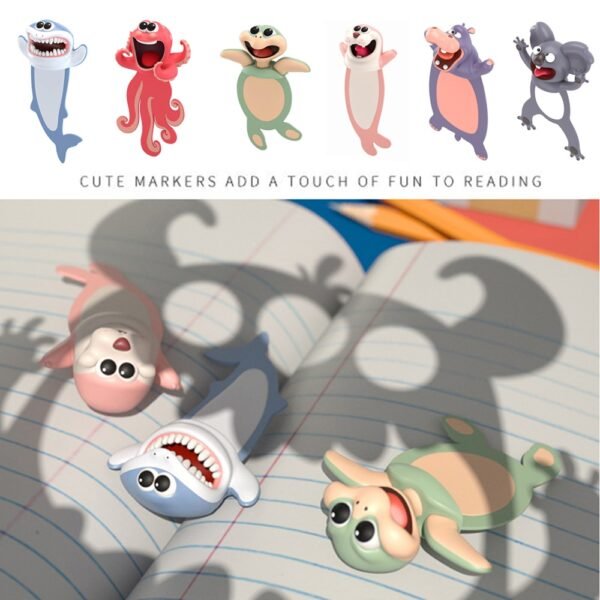 3D Stereo Cartoon Marker Animal Bookmarks Ocean Series Seal Octopus Cat Panda Creative Stationery Kids School