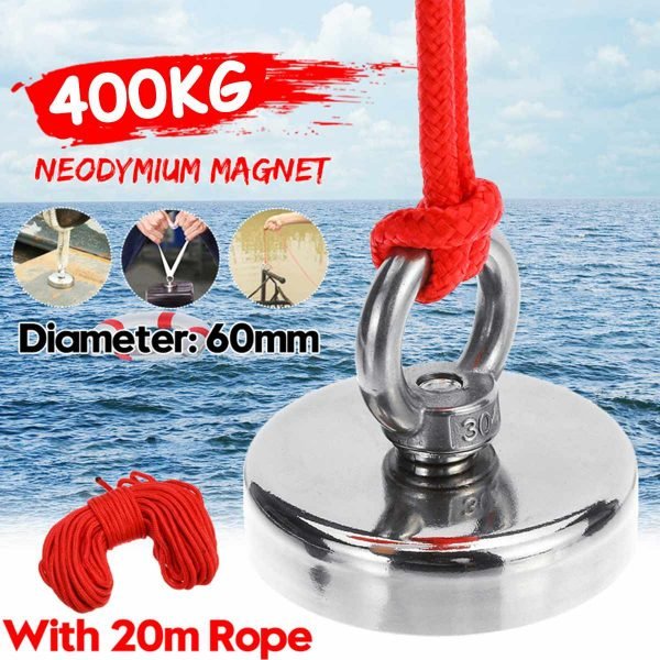 400KG D60MM Super Strong Magnet Pot Fishing Magnets Salvage Fishing Hook Magnets Strongest Permanent Powerful Magnetic