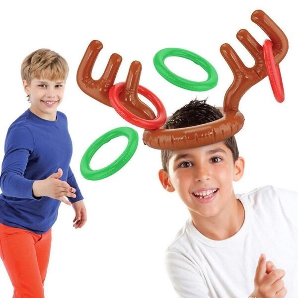 Antler Ferrule Toss Game for Christmas Party Inflatable Reindeer Fun Games Children Toys for Family Kids 3