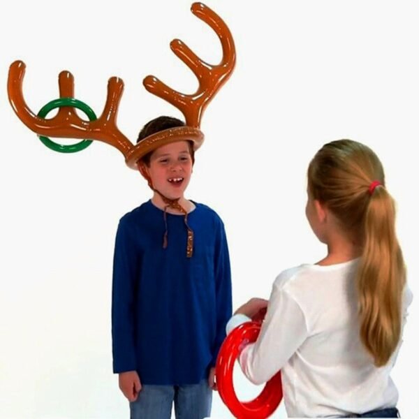 Antler Ferrule Toss Game for Christmas Party Inflatable Reindeer Fun Games Children Toys for Family Kids 4