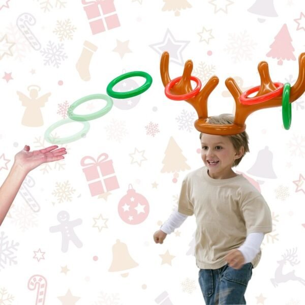 Antler Ferrule Toss Game for Christmas Party Inflatable Reindeer Fun Games Children Toys for Family Kids