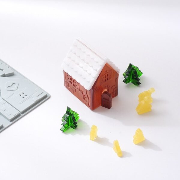 DIY Christmas House Chocolate Mold Gingerbread House Cookie Mold Baking Cake Fudge Decoration Mold Christmas decoration 3