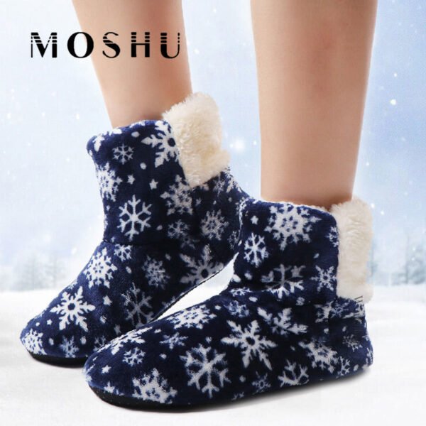 Fashion Slippers Women Warm Flip Flops Snowflake Fur Slides Winter Home Shoes Christmas Lidies Slippers Soft 1