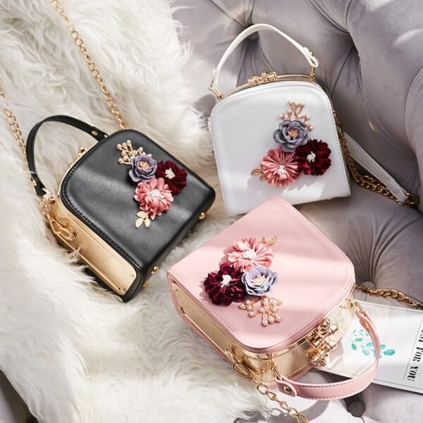 KIHUN women handbag leather cross body bags floral clip hand bags female purse new fashion crossbody 1
