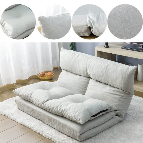 Lazy Folding Sofa Bed Tatami Balcony Floor Couch Bedroom Sponge Filled Steel Frame Chaise Lounge Polyester