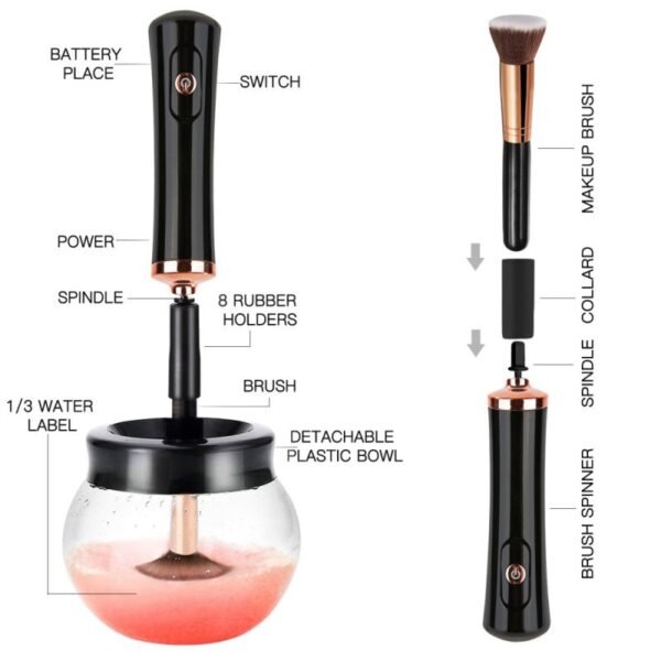 Makeup Brush Cleaner With 8 Rubber Collars Wash and Dryer 10 Seconds Electric Makeup Brush Cleaner 3