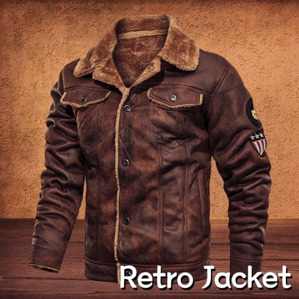 Mens Jackets and Coats Retro Style Suede Leather Jacket Men Leather Motorcycle Jacket Fur Lined Warm
