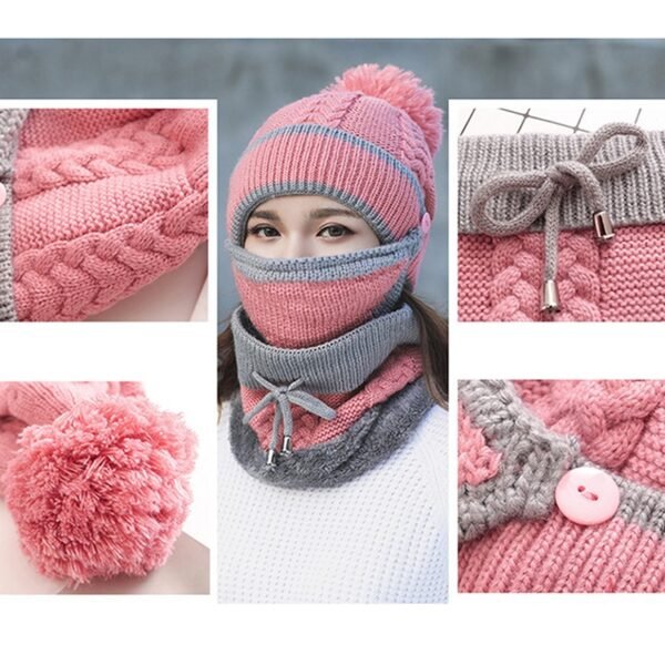 New Fashion Autumn Winter Women s Hat Caps Knitted Warm Scarf Windproof Multi Functional Hat Scarf 5