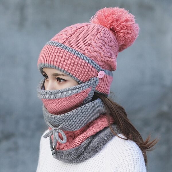 New Fashion Autumn Winter Women s Hat Caps Knitted Warm Scarf Windproof Multi Functional Hat Scarf