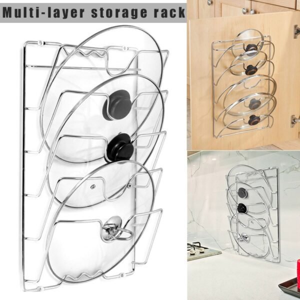 Pan Lid Storage Rack Wall Mount Pot Cover Organizer Holder Kitchen Accessories OCT998 1
