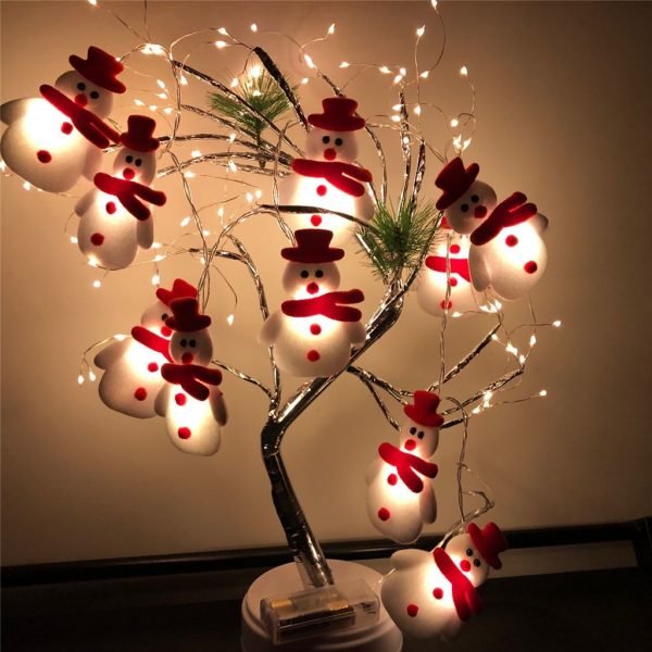 Snowman Christmas Tree LED Garland String Lights Snowflakes String Fairy Lights Hanging Ornaments for Navidad Natal