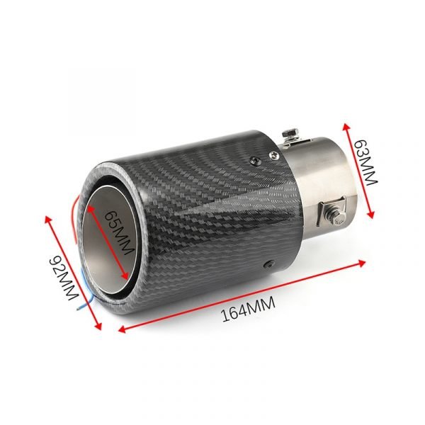 Universal 35 61mm Inlet Carbon Fiber Color Car Exhaust Muffler Pipe Tip with RED LED Light 3