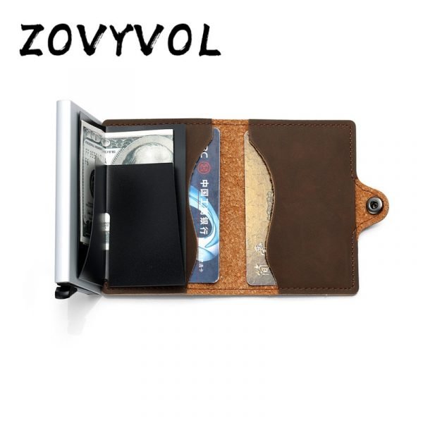 ZOVYVOL PU Leather Credit Card Holder Card Case Women Men RFID Wallets Hasp Vintage Business ID