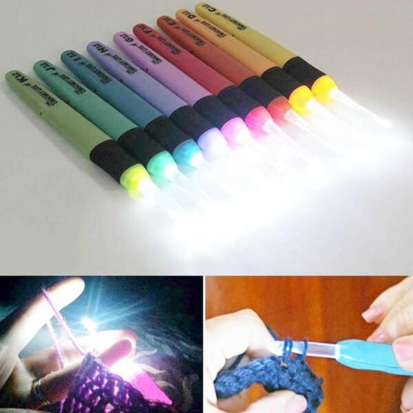 1 pc LED Light Crochet Hooks Knitting Needles Weaving AccessoriesToolsCrochet Hooks DIY Luminous Knitting Needle tool