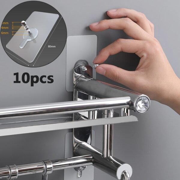 10pcs Strong Adhesive Seamless Sticky Wall Hook Nail Punch Mounting Rack Pendant Paste Screw Rod No