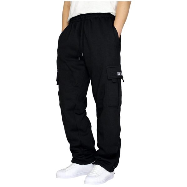 1Pcs Men s pants Rope Loosening Waist Solid Color Pocket Trousers Loose Sports Trousers men clothing 4