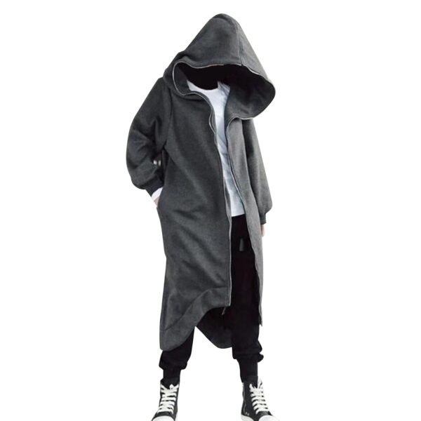 2020 Unisex Long Sleeve Hooded Nazgul Long Coat Zipper Closure Fleece Lined Long Hoodie NOV99 1