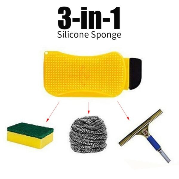 3In1 Multi function Magic Unlimited Silicone Sponge Clean Eco Friendly Brush Dish Washing Kitchen Scrubber 1