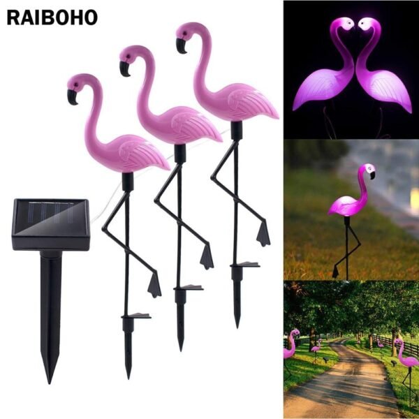 3Pack Solar Flamingo Stake Light Lantern Solar Powered Pathway Lights Outdoor Waterproof Garden Decorative Lawn Yard
