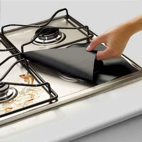 Black Stove Protector Cover Liner Gas Stove Protector Gas Stove Stovetop Burner Protector Kitchen Accessories Mat 4