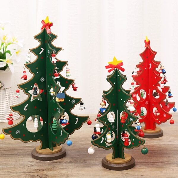 DIY Wood Christmas Tree For Desktop Decoration Party Ornamente Mini Christmas Tree Wooden Pendants Toddler New 1
