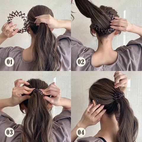 Fashion Women Crystal Hair Claw Horsetail Buckle Hair Clip Bird Nest Expanding Hair Accessories Female Ponytail 4