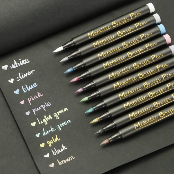 Glitter Paint Marker 10 Pack Water based Paint Pen Soft Tip Brush Marker Pen for Writing 1