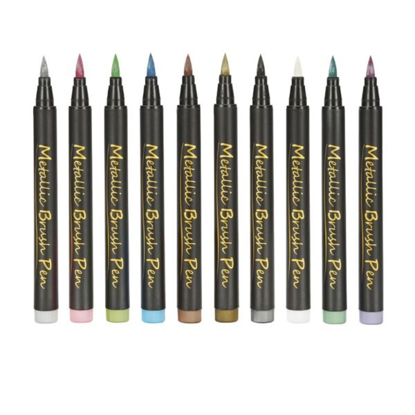 Glitter Paint Marker 10 Pack Water based Paint Pen Soft Tip Brush Marker Pen for Writing 3