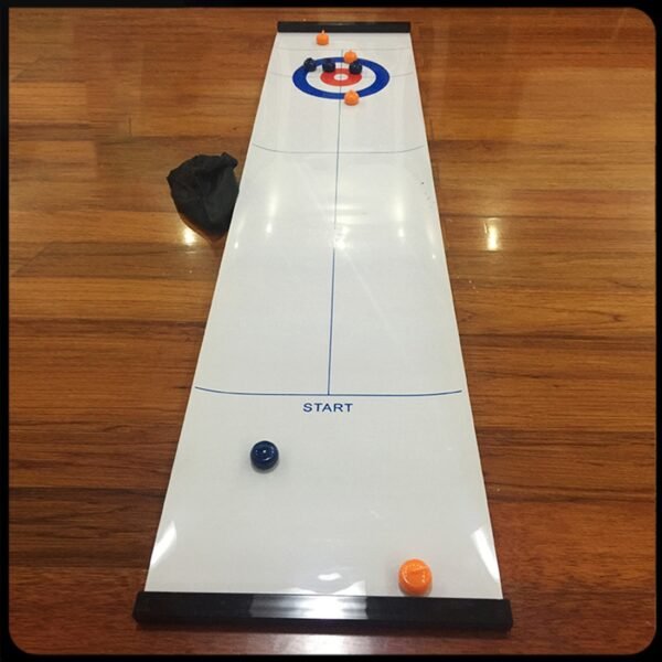 Mini Curling Ball Tabletop Shuffleboard Game Educational Toy with Film Roll Fairway for Children Entertainment Board 4