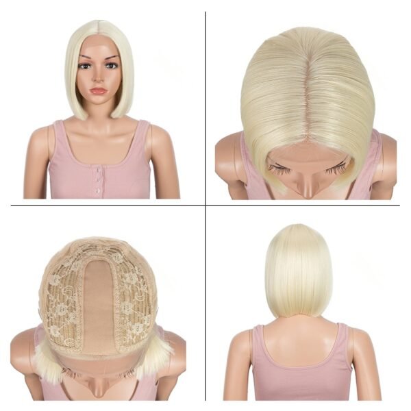 Short Wigs Bob Synthetic Lace Front Wig Blonde 613 Red Lemon Green Blue Straight Hair Short 1