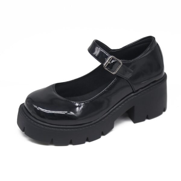 2020 New Black 6CM High Heels Shoes Women Pumps Fashion Patent Leather Platform Shoes Woman Round 2