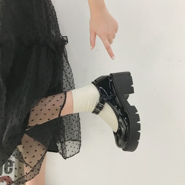 2020 New Black 6CM High Heels Shoes Women Pumps Fashion Patent Leather Platform Shoes Woman Round 5