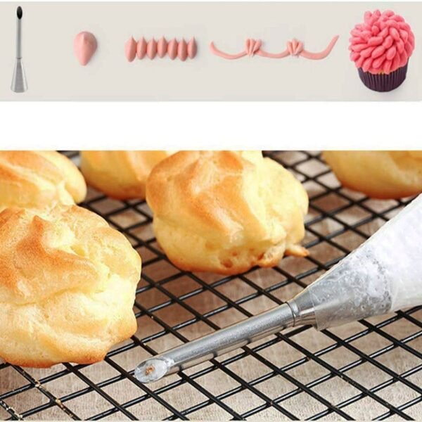 4Pcs Eclairs Puff Nozzle Cupcake Injector Pastry Syringe Cream Piping Tip Nozzles Kit Cake Dessert Confectionery 2