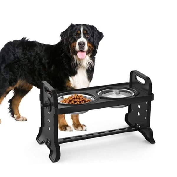 Anti Slip Elevated Double Dog Bowls Adjustable Height Pet Feeding Dish Feeder Q0KA 1