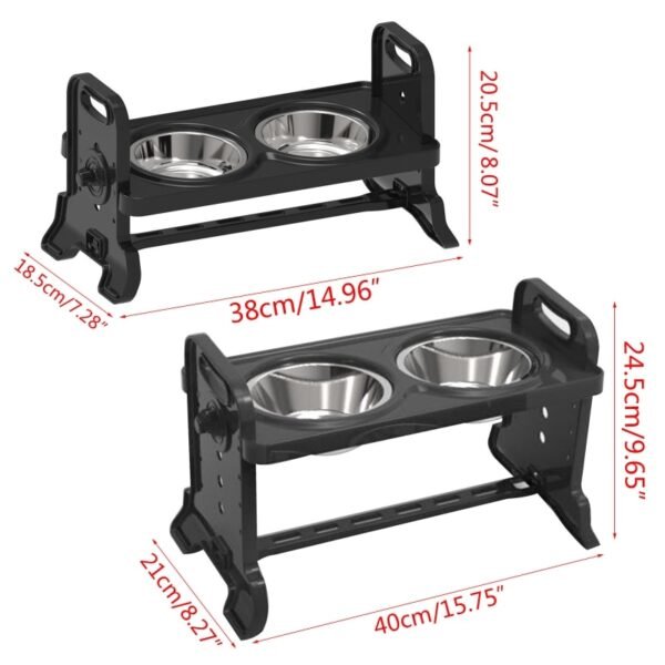 Anti Slip Elevated Double Dog Bowls Adjustable Height Pet Feeding Dish Feeder Q0KA 4