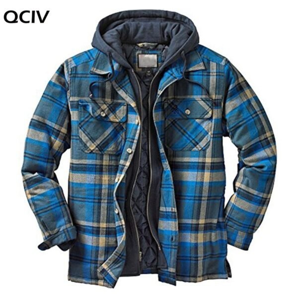 Explosive Men s Clothing European American Autumn and Winter Models Thick Cotton Plaid Long sleeved Loose 1
