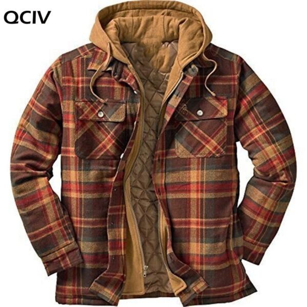 Explosive Men s Clothing European American Autumn and Winter Models Thick Cotton Plaid Long sleeved Loose