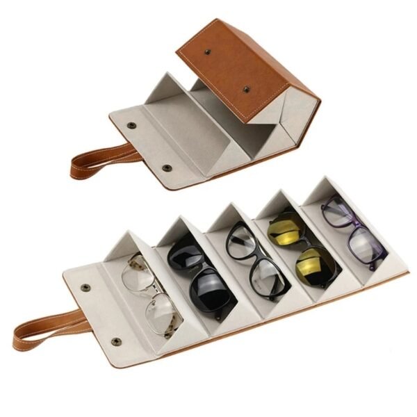 Slots Travel Sunglasses Organizer Folding Design PU Eyeglasses Storage Case Box Multiple Hanging Eyewear Holder Display 3
