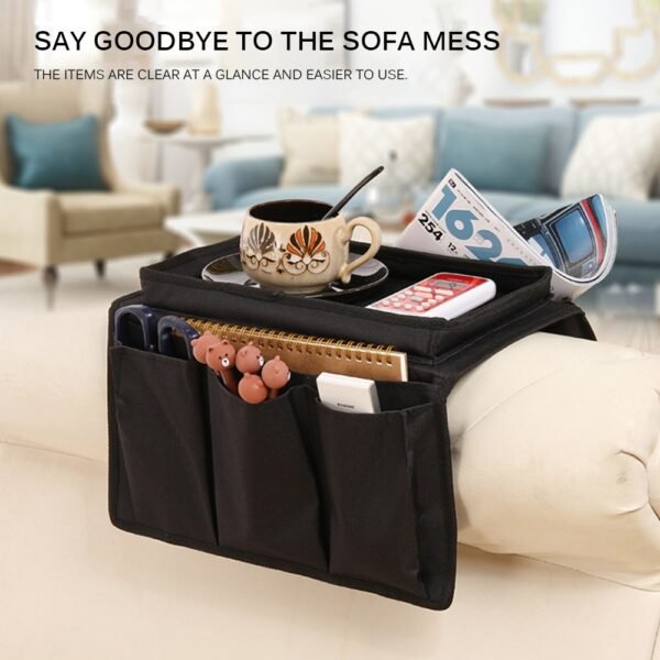 Sofa Armrest Organizer With 4 Pockets And Cup Holder Tray Couch Armchair Hanging Storage Bag For 1