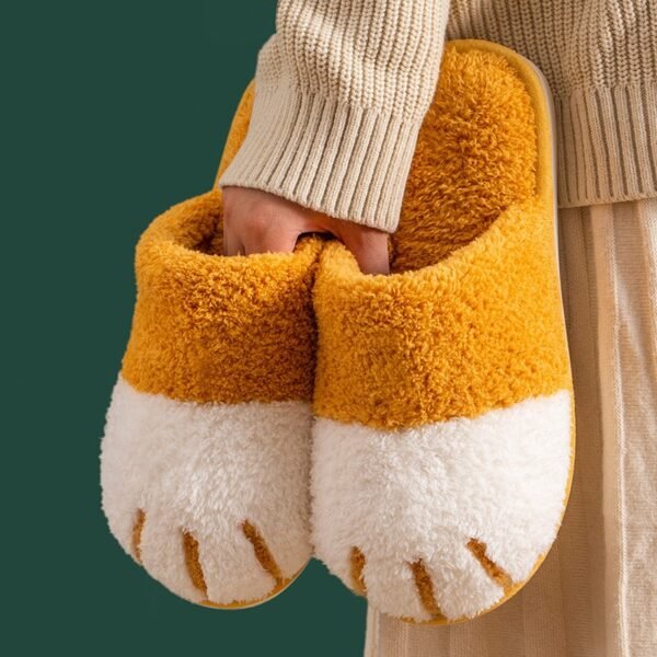Winter Slippers Women Men Couple Shoes Cute Cat Paw Home Indoor Furry Slippers Unisex Warm Plush 1