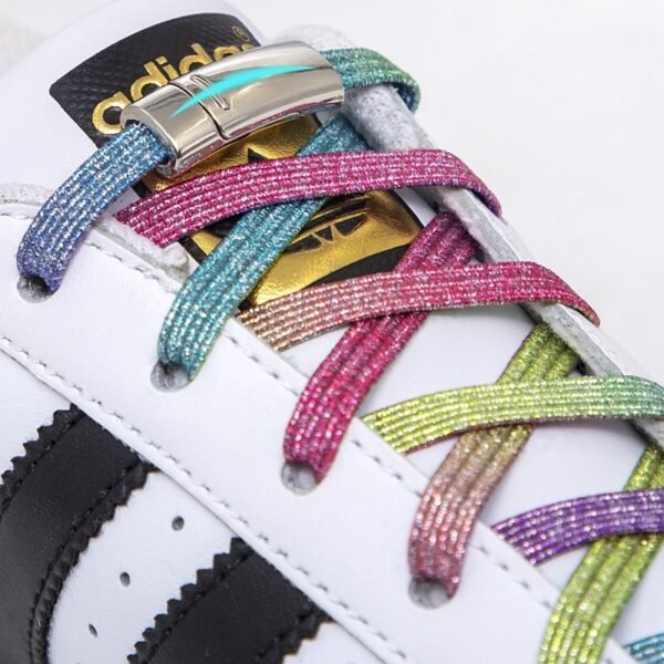 1Pair Magnetic Shoelaces Elastic Colorful Flat Shoe laces No Tie Shoelace Kids Adult Sneakers Lazy Laces 2