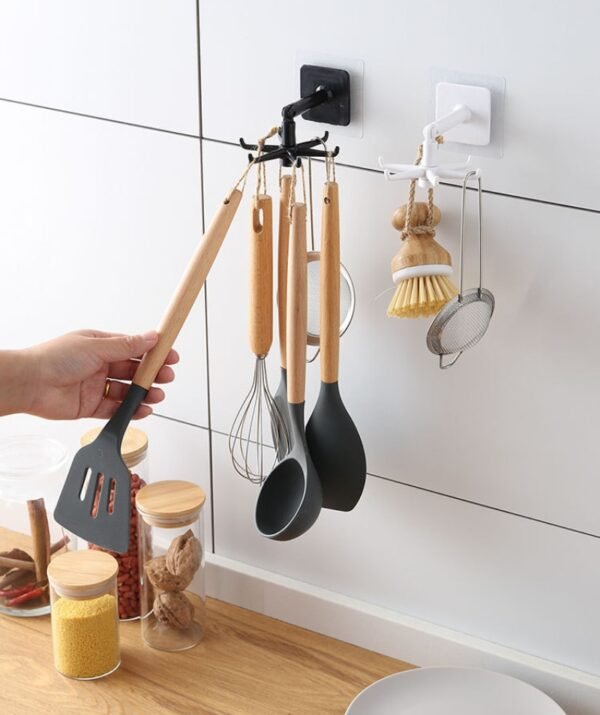 2pcs Multi Purpose Hooks Punch free Non marking Stickers Kitchen Can Be Rotated 360 Degrees Oversized 4