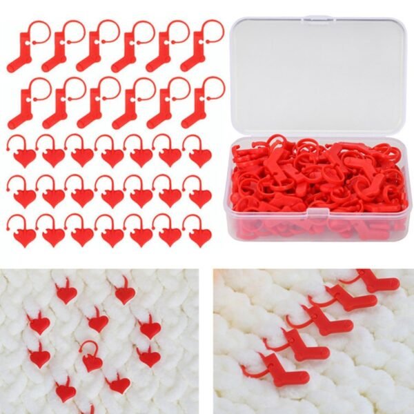40 50pcs Locking Stitch Markers Heart Shoes Shaped Stitch Holder DIY Needle Arts Craft Knitting Crochet 1