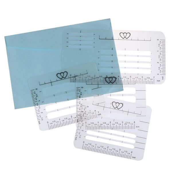 4PCS Set Templates Ruler Craft Addressing Guide Notebook Letter Envelope Stencil Set 2
