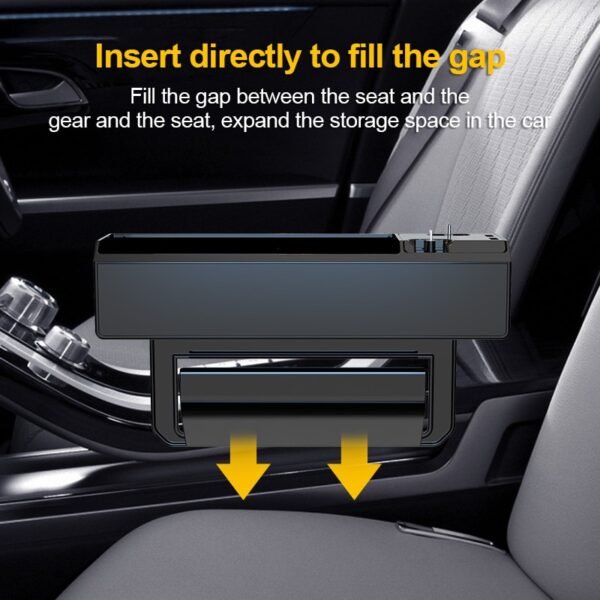 Car Seat Gap Box Interior Seat Side Organizer Auto Seat Crevice Storage Dual USB Charger With 3