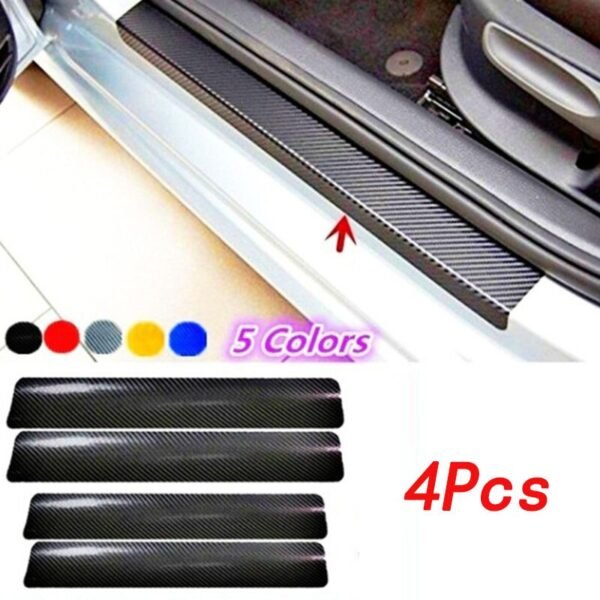 Carbon fiber stickers for car doorsills door scratch resistant strips kick resistant pads door sills carbon 4