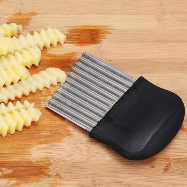 French Fries Cutter Stainless Steel Serrated Blade Easy Slicing Cut Vegetable Fruit Tool Wave Knife Chopper 3
