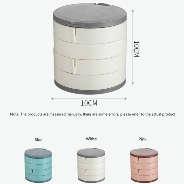 Jewelry Storage Box Multilayer Rotating Plastic Jewelry Stand Earrings Ring Box Cosmetics Beauty Container Organizer with 5
