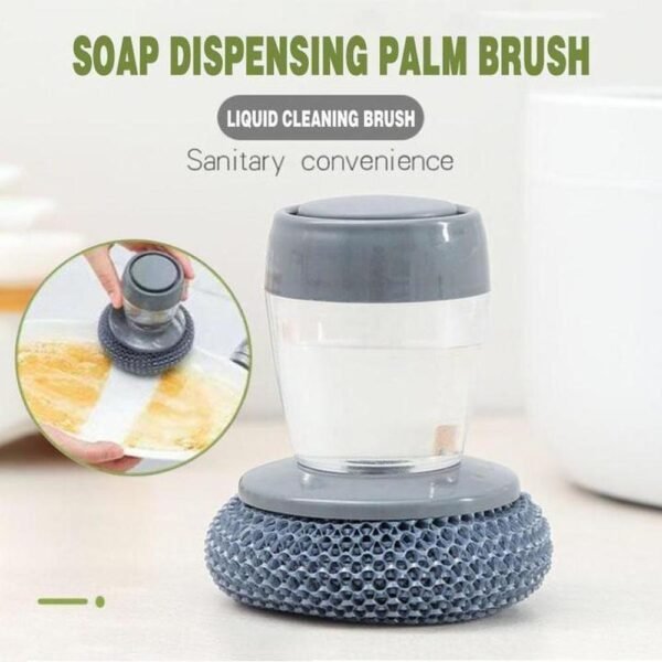 Kitchen Soap Dispensing Palm Brush Automatic Liquid Adding Steel Wire Ball Pot Brush Cleaner Decontamination Brushes